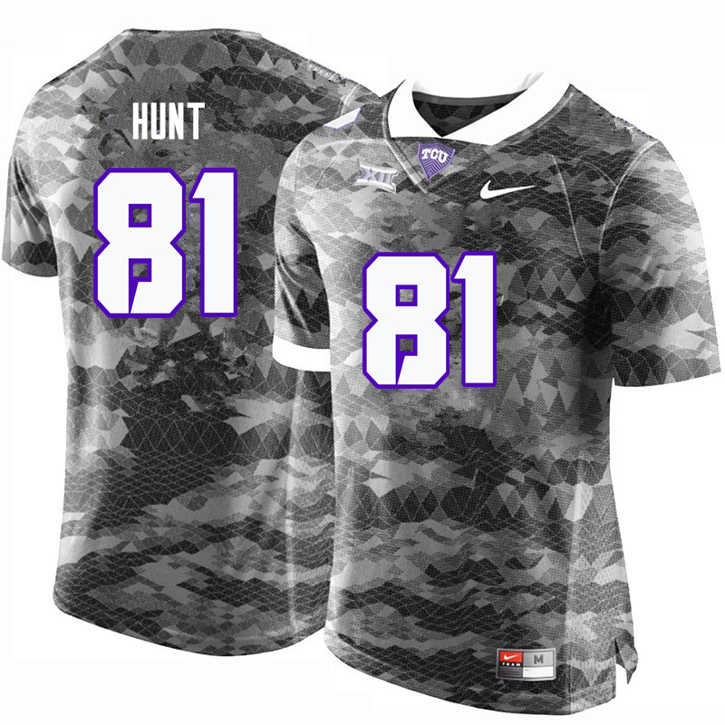 Men #81 Cole Hunt TCU Horned Frogs College Football Jerseys-Gray - Click Image to Close